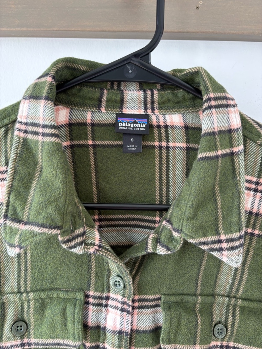Patagonia Fjord Flannel Shirt Green - Size Small 100% Cotton Button Down - Picture 3 of 7